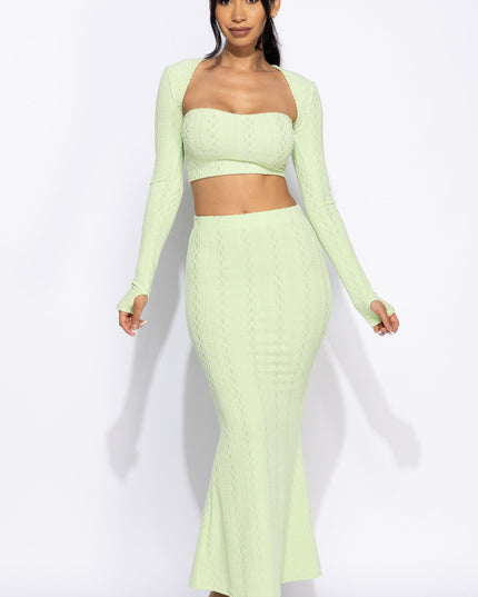 Tube top, bolero top, maxi skirt set - Muvin 