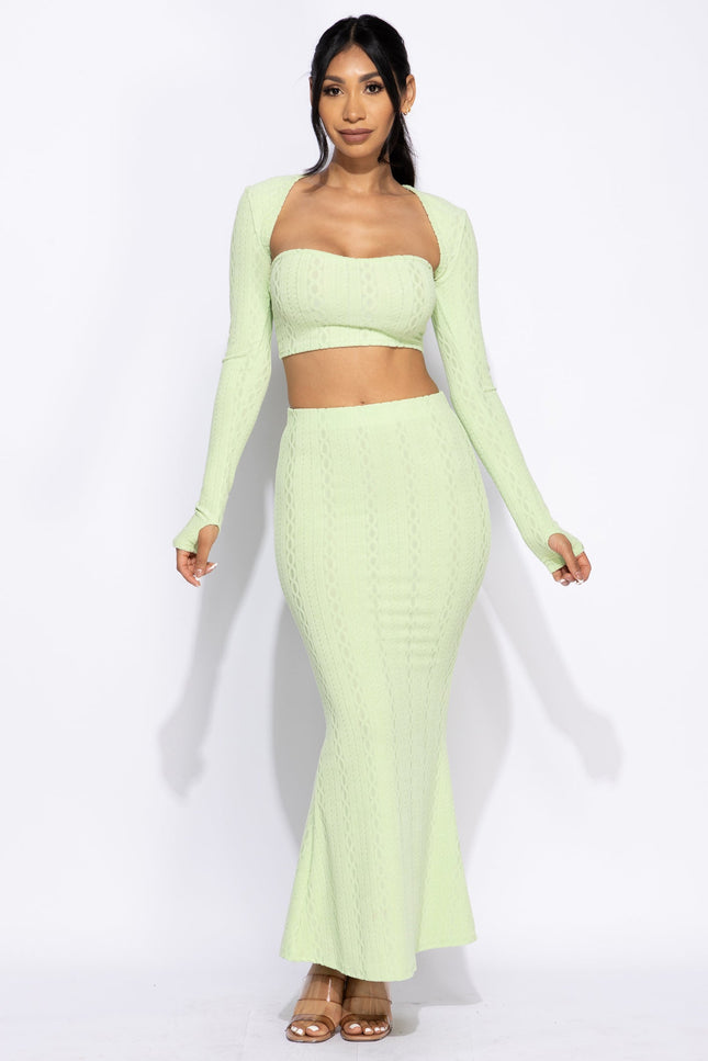 Tube top, bolero top, maxi skirt set - Muvin 