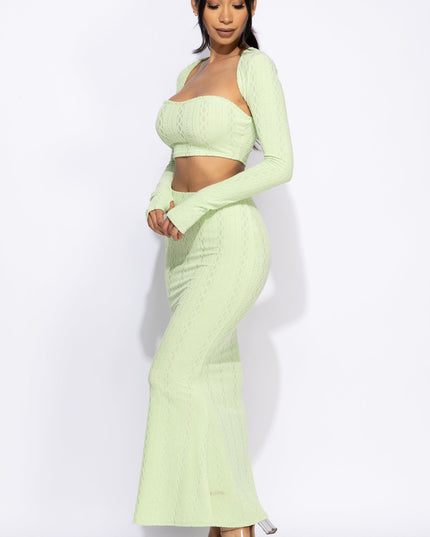 Tube top, bolero top, maxi skirt set - Muvin 