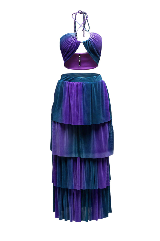 Strap halter top & layered skirt set - Muvin 