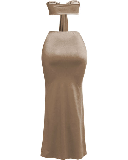 Trimmed front strap drape top & maxi skirt set - Muvin 