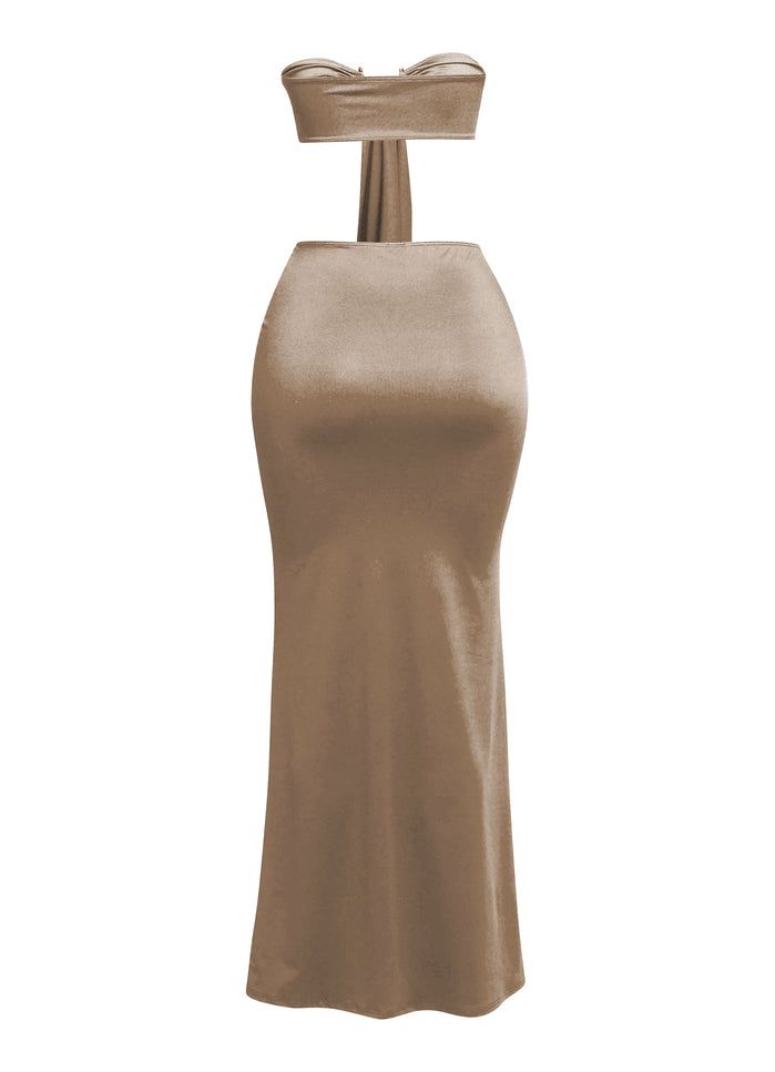 Trimmed front strap drape top & maxi skirt set - Muvin 