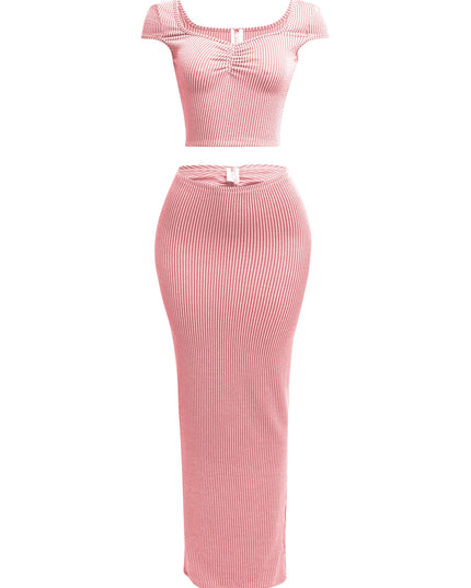 Ribbed capsleeve and maxi skirt set - Muvin 