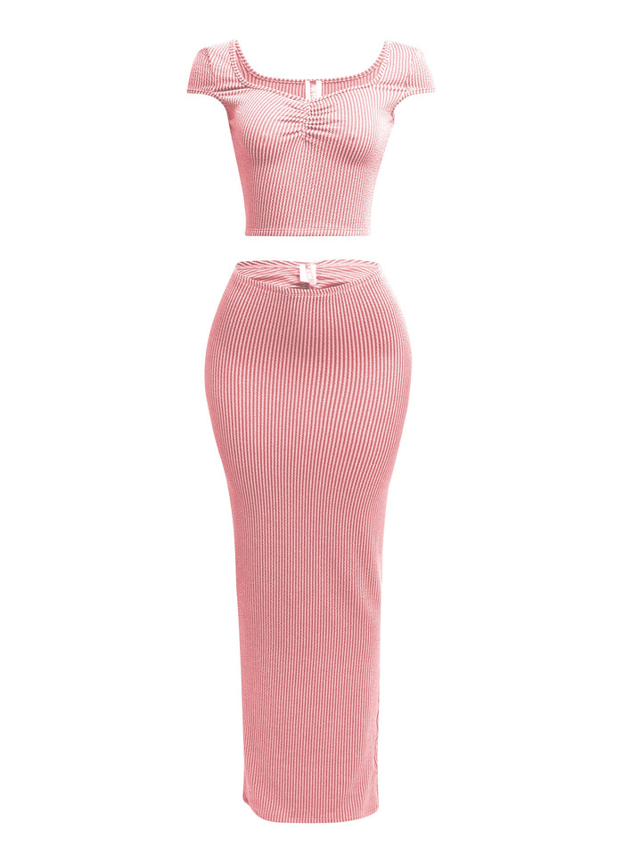 Ribbed capsleeve and maxi skirt set - Muvin 