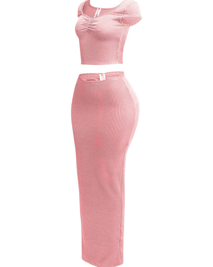 Ribbed capsleeve and maxi skirt set - Muvin 