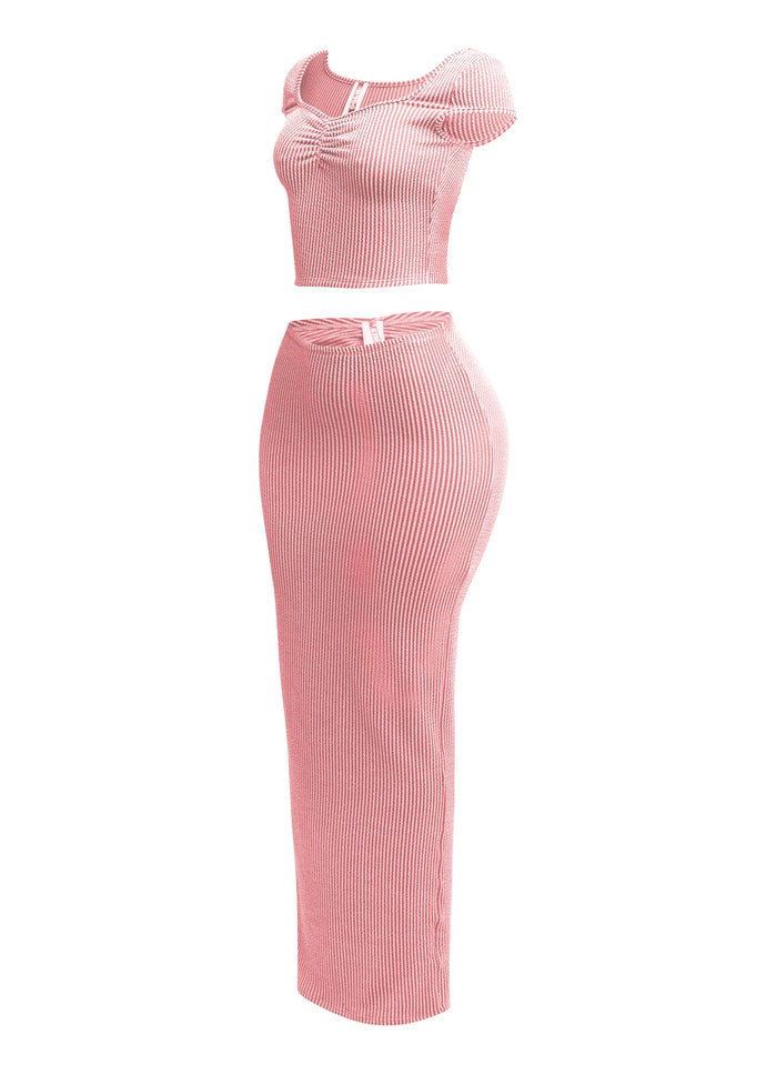 Ribbed capsleeve and maxi skirt set - Muvin 