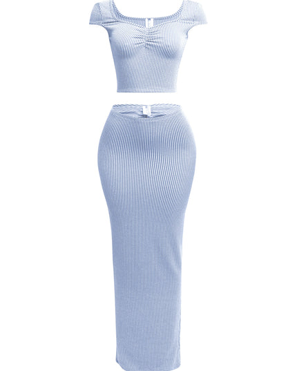 Ribbed capsleeve and maxi skirt set - Muvin 