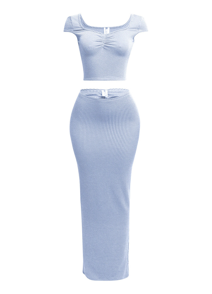 Ribbed capsleeve and maxi skirt set - Muvin 
