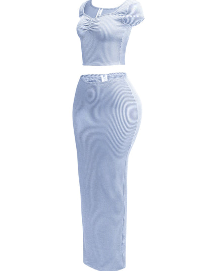 Ribbed capsleeve and maxi skirt set - Muvin 