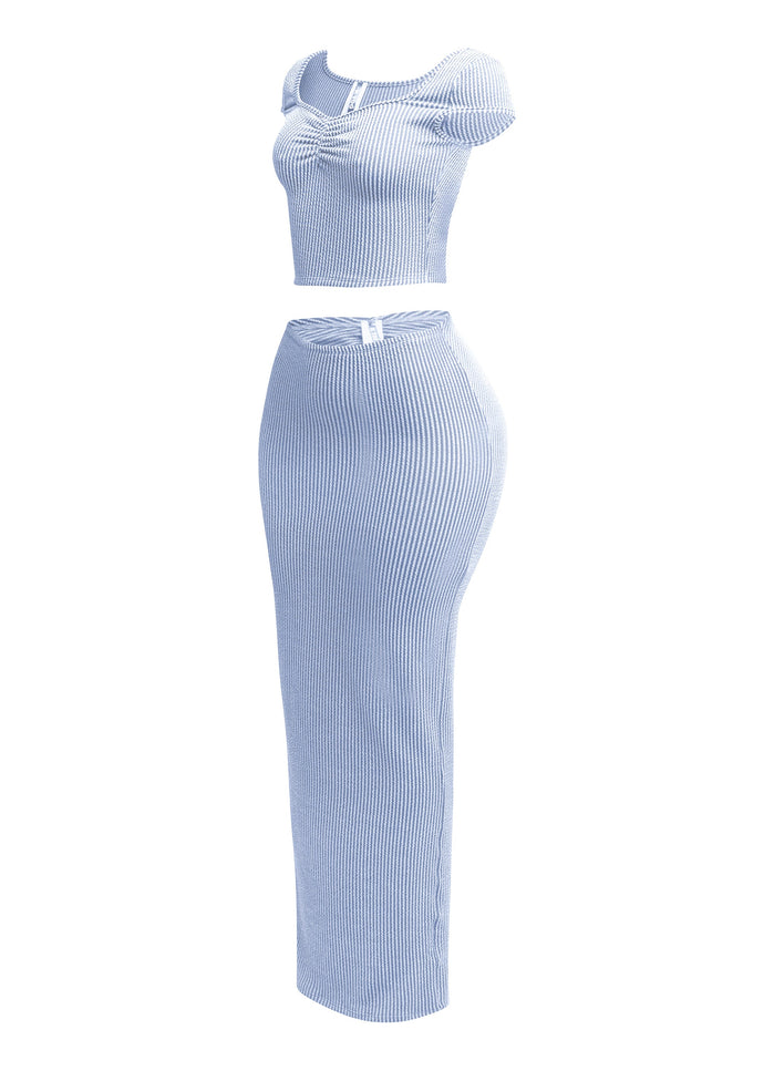 Ribbed capsleeve and maxi skirt set - Muvin 