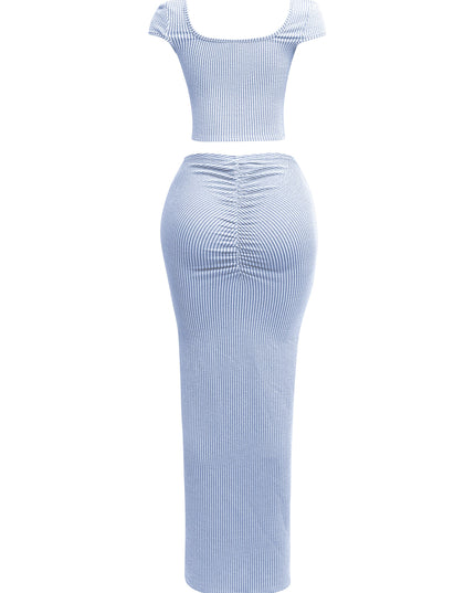 Ribbed capsleeve and maxi skirt set - Muvin 