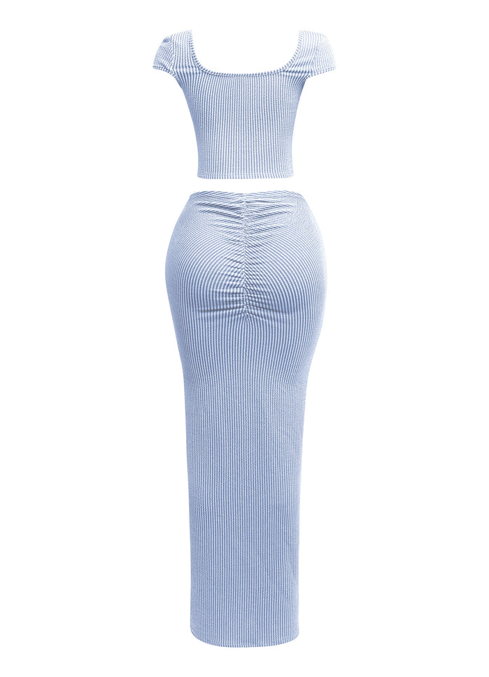 Ribbed capsleeve and maxi skirt set - Muvin 