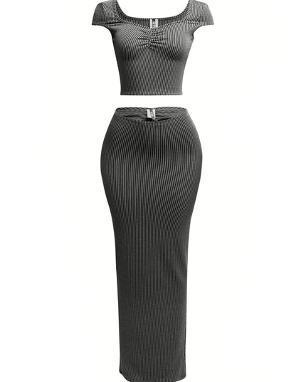 Ribbed capsleeve and maxi skirt set - Muvin 