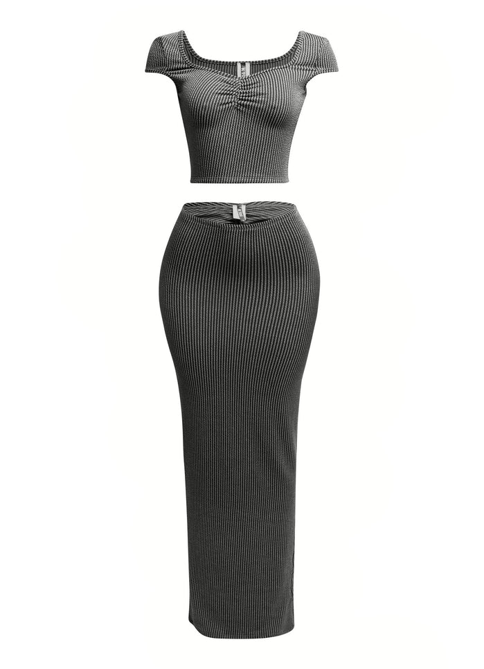 Ribbed capsleeve and maxi skirt set - Muvin 