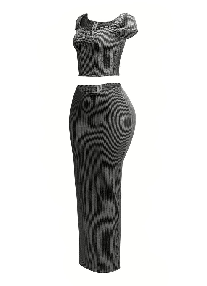 Ribbed capsleeve and maxi skirt set - Muvin 