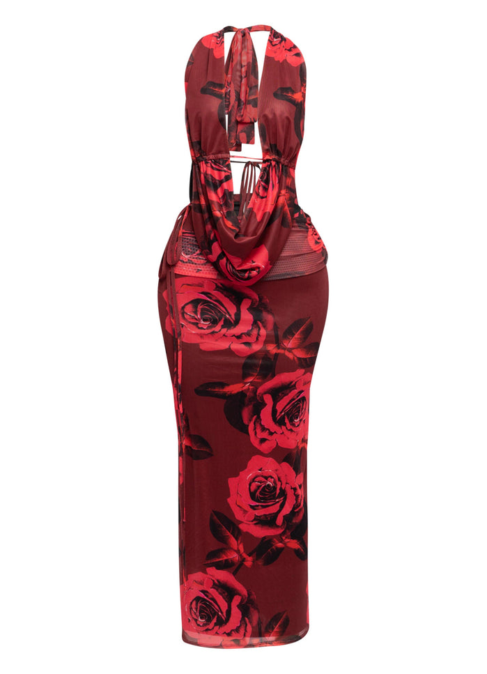 Halter cowl neck top & long skirt set - Muvin 