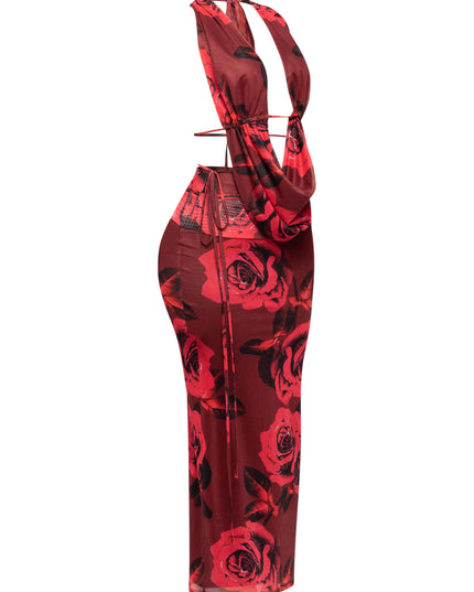 Halter cowl neck top & long skirt set - Muvin 