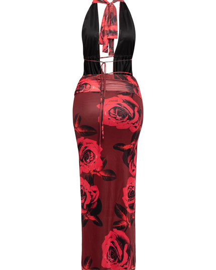 Halter cowl neck top & long skirt set - Muvin 