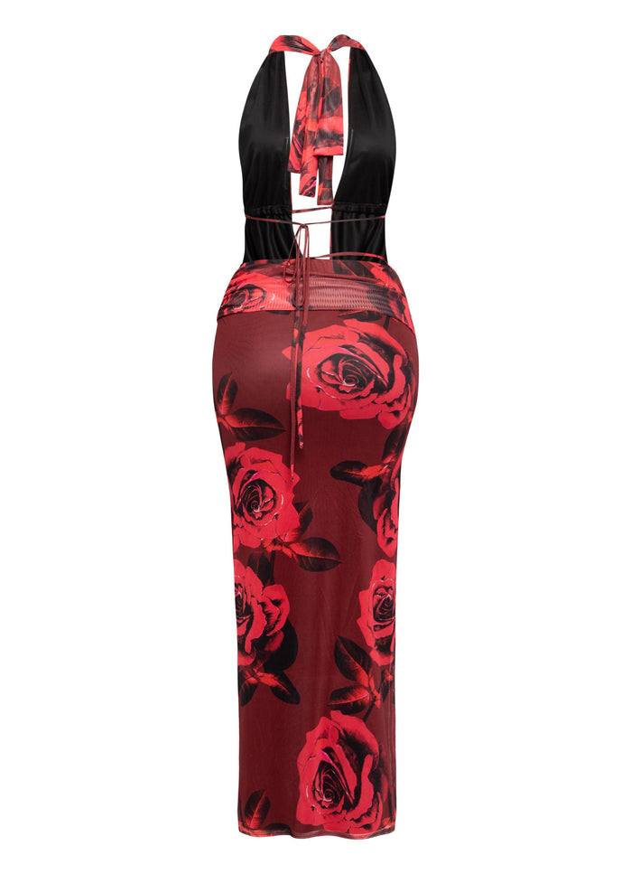 Halter cowl neck top & long skirt set - Muvin 