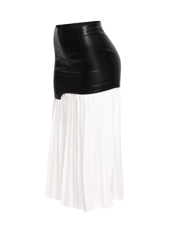 Multiple fabric pleated long skirt - Muvin 