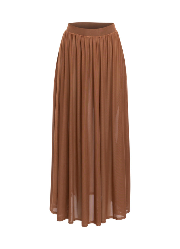 Sheer mesh maxi skirt with shorts lining - Muvin 