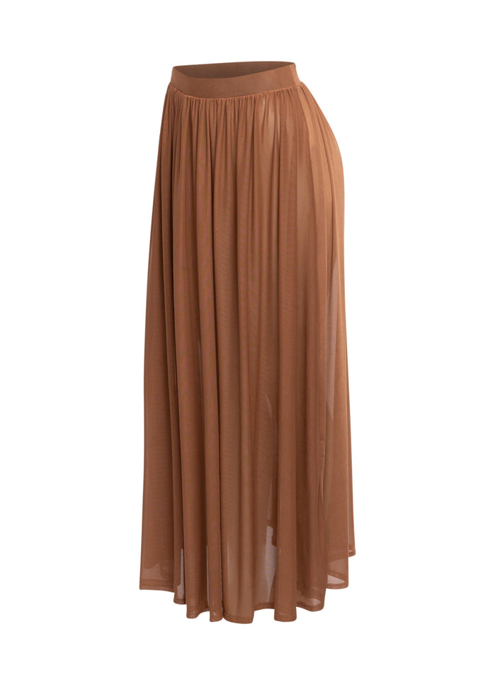 Sheer mesh maxi skirt with shorts lining - Muvin 
