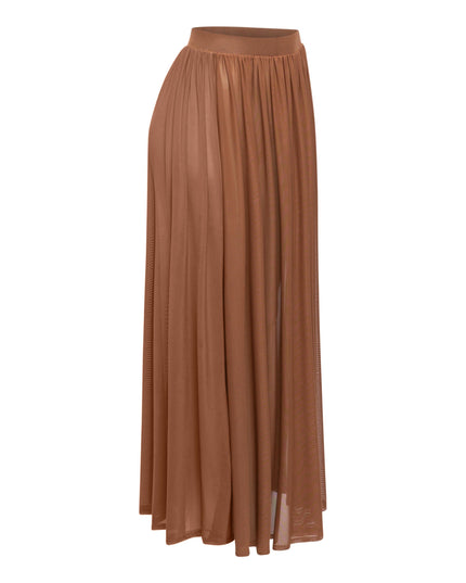 Sheer mesh maxi skirt with shorts lining - Muvin 