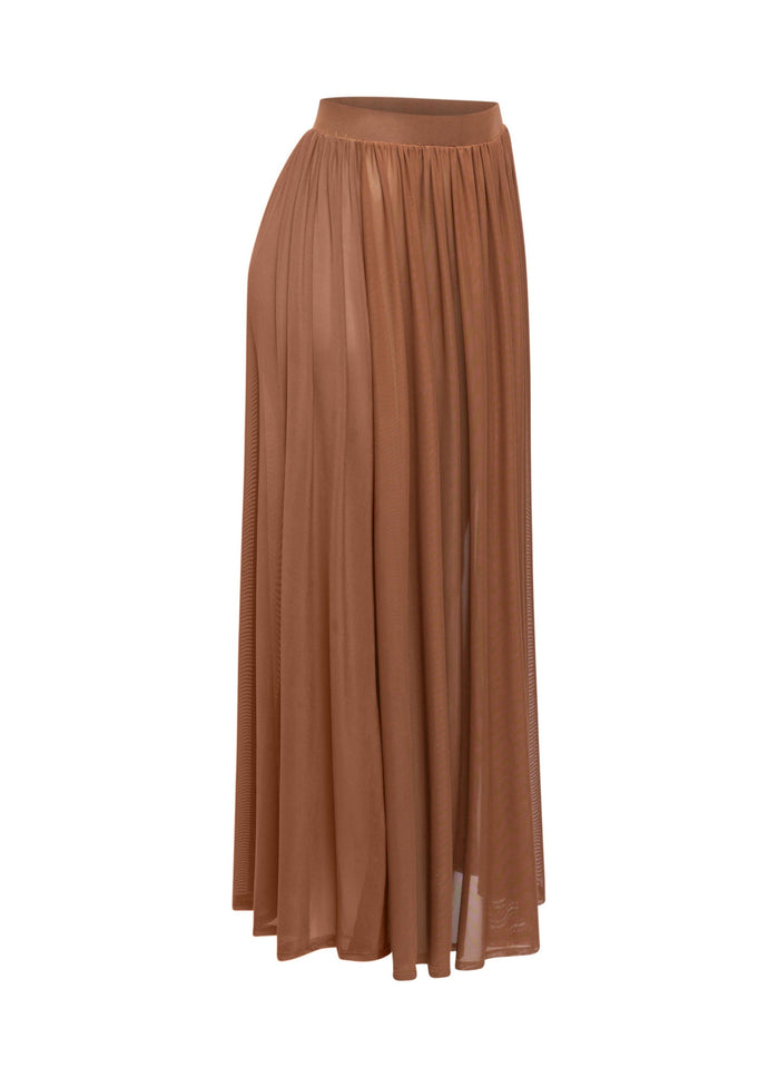 Sheer mesh maxi skirt with shorts lining - Muvin 