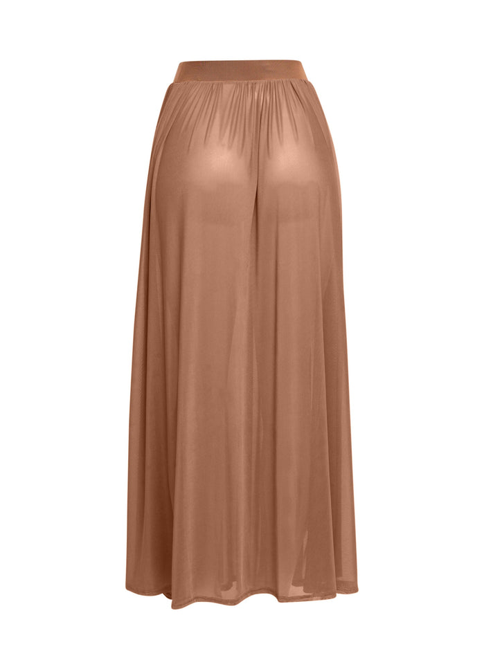Sheer mesh maxi skirt with shorts lining - Muvin 