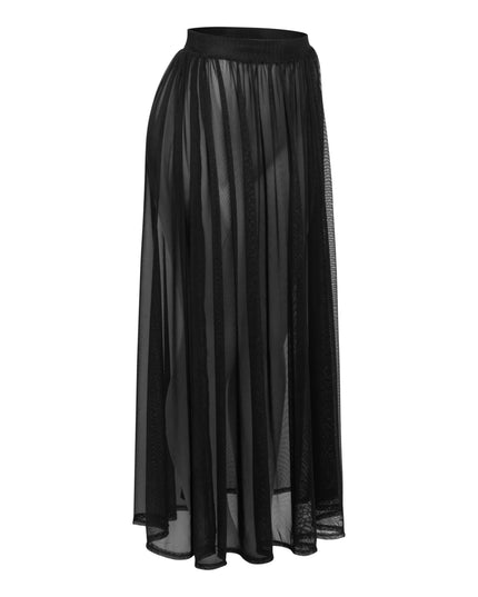 Sheer mesh maxi skirt with shorts lining - Muvin 