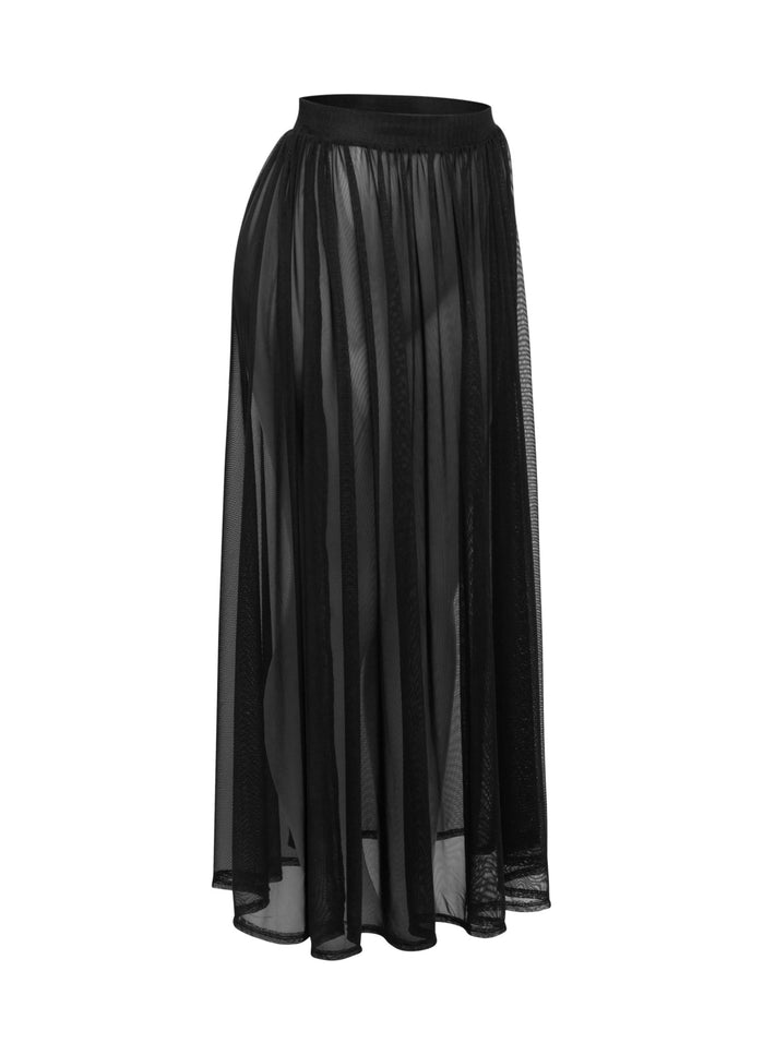 Sheer mesh maxi skirt with shorts lining - Muvin 
