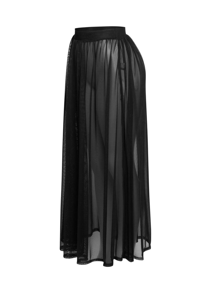Sheer mesh maxi skirt with shorts lining - Muvin 