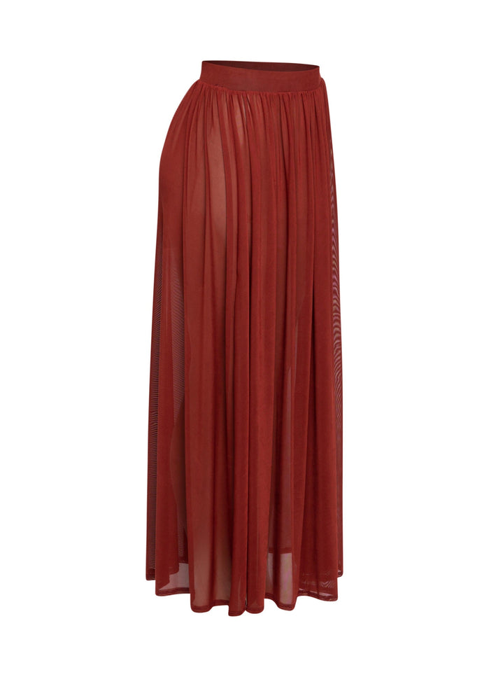 Sheer mesh maxi skirt with shorts lining - Muvin 