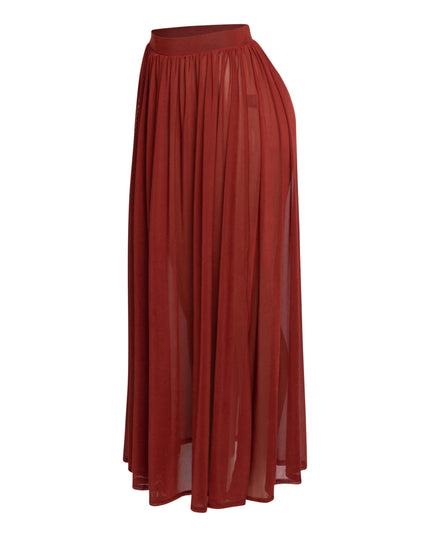 Sheer mesh maxi skirt with shorts lining - Muvin 