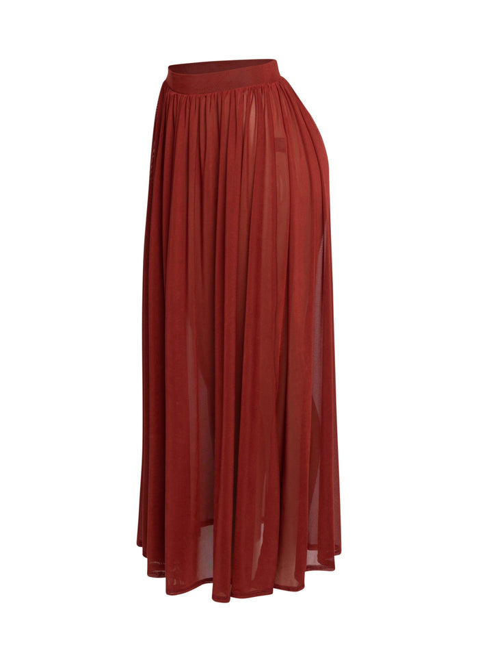 Sheer mesh maxi skirt with shorts lining - Muvin 