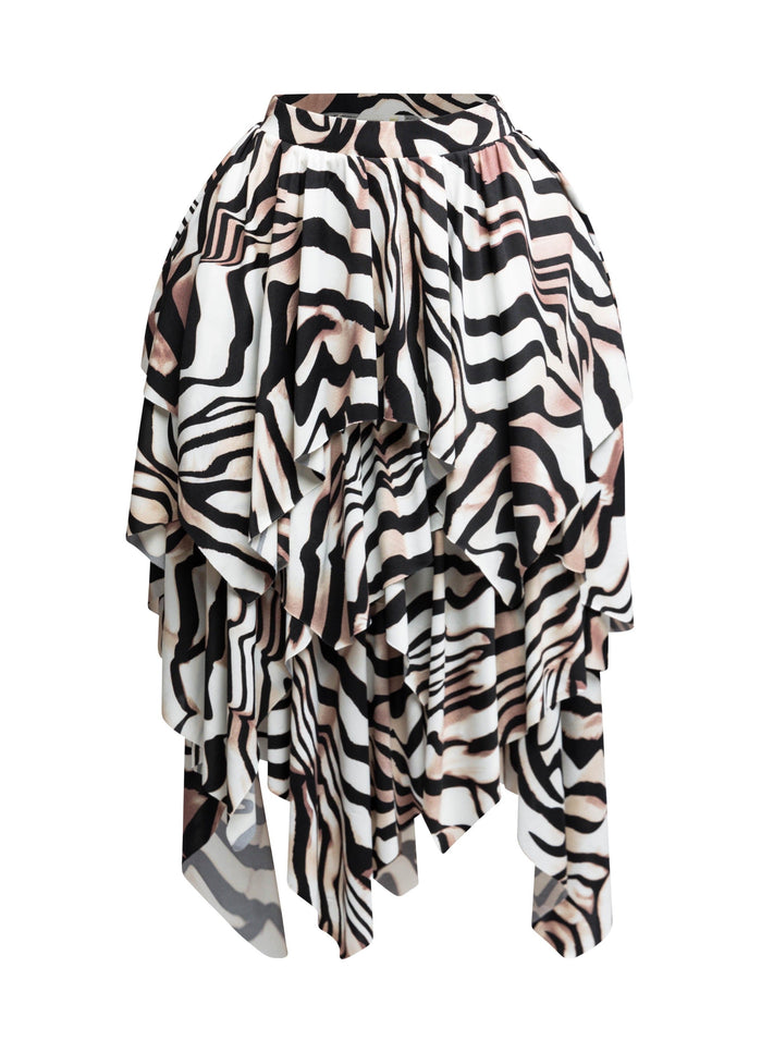 Zebra Draping Midi Skirt - Muvin 