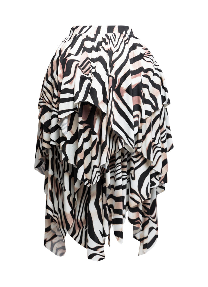 Zebra Draping Midi Skirt - Muvin 