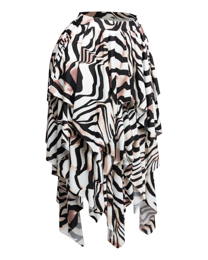 Zebra Draping Midi Skirt - Muvin 
