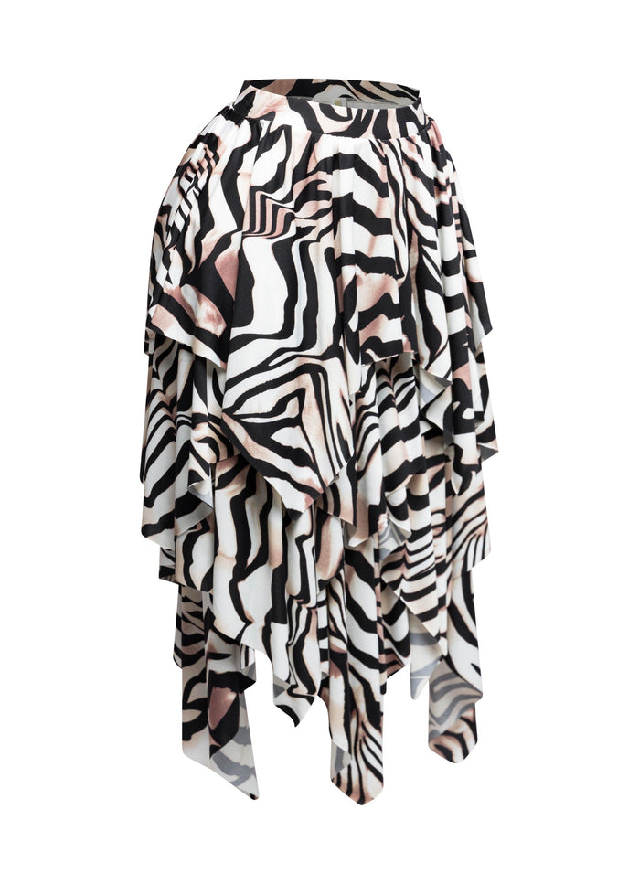 Zebra Draping Midi Skirt - Muvin 
