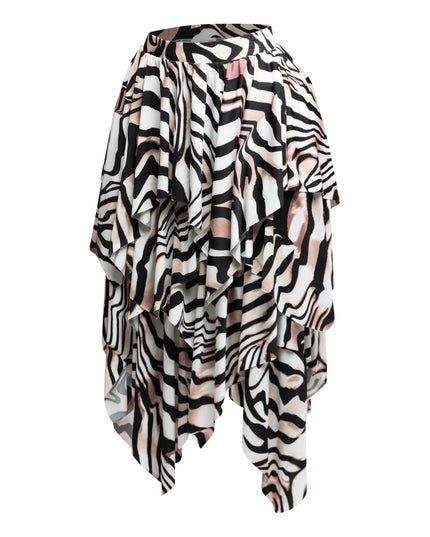 Zebra Draping Midi Skirt - Muvin 