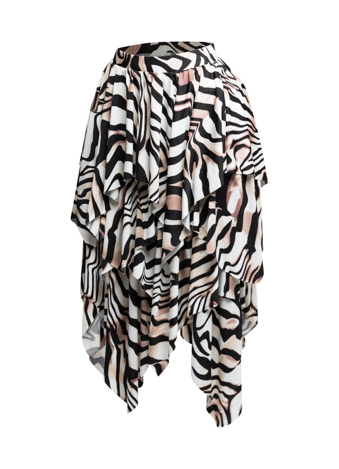 Zebra Draping Midi Skirt - Muvin 