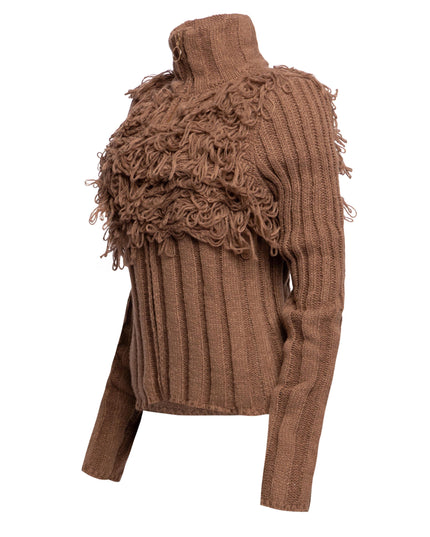 Chunky Knit Fringe Sweater with Zipper Detail - Muvin 