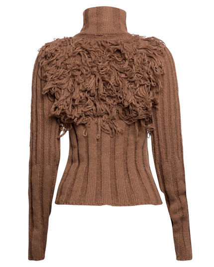 Chunky Knit Fringe Sweater with Zipper Detail - Muvin 