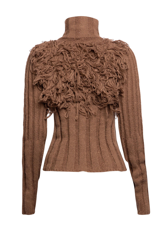 Chunky Knit Fringe Sweater with Zipper Detail - Muvin 