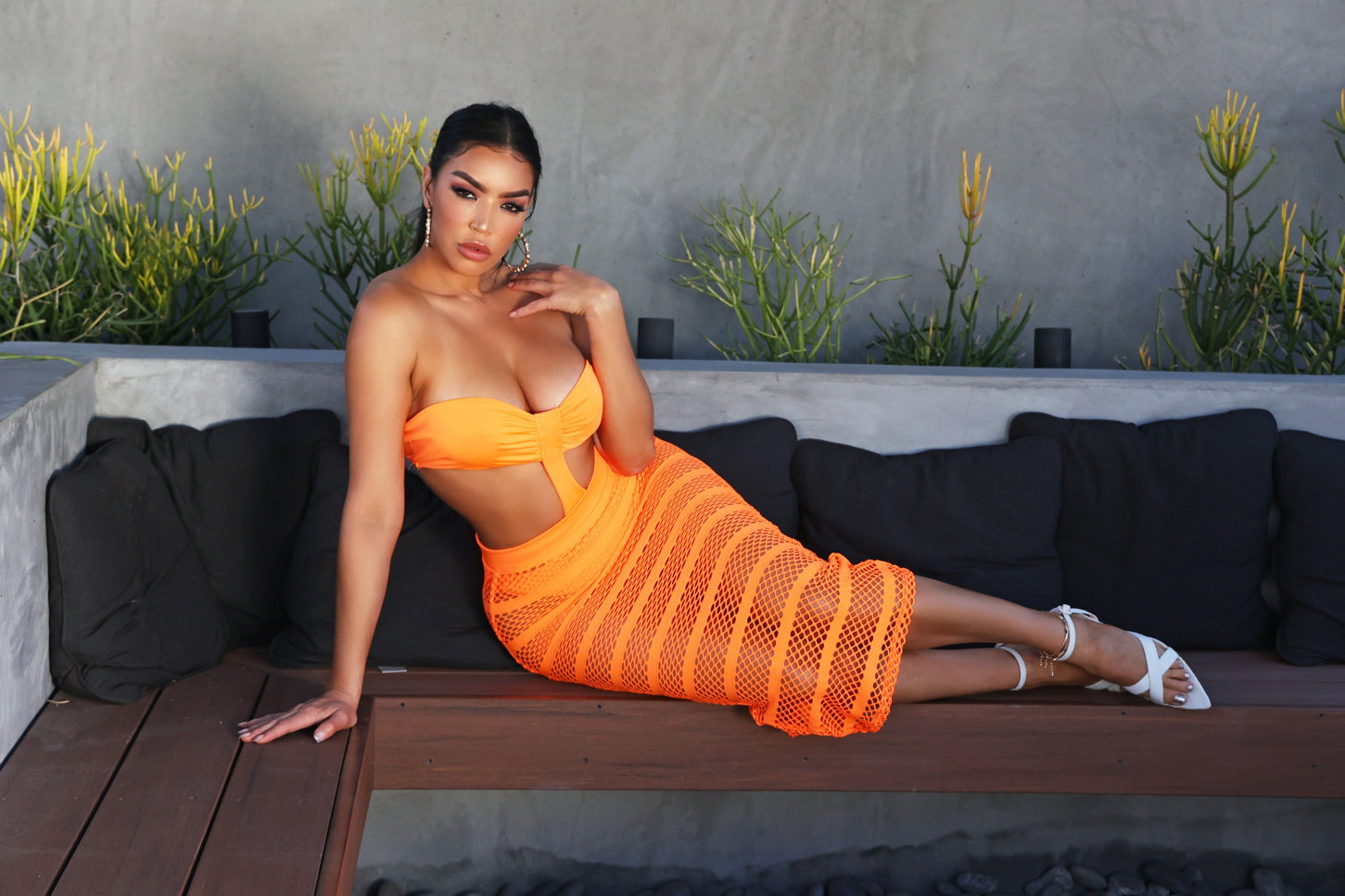 Strapless Bodysuit and Mesh Skirt Set - Muvin 