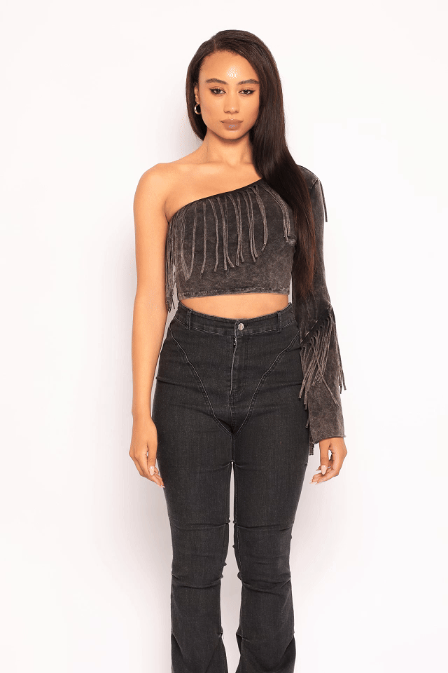 One shoulder fringe top - Muvin 