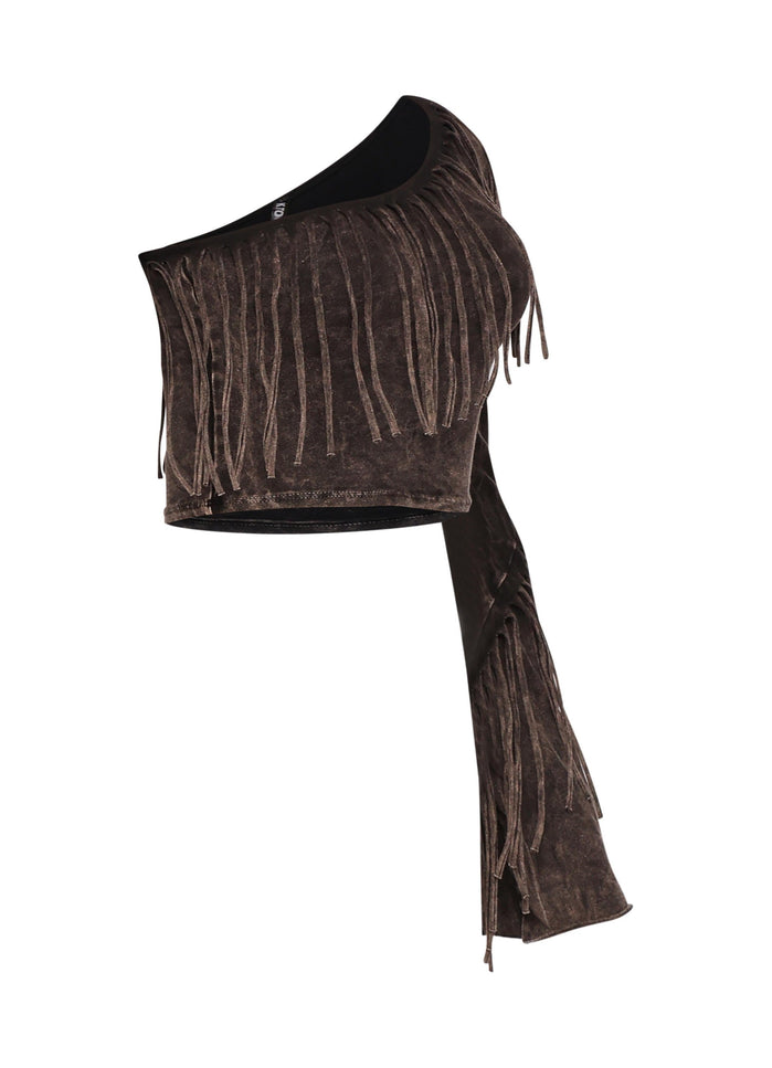 One shoulder fringe top - Muvin 
