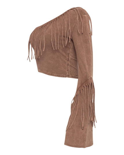 One shoulder fringe top - Muvin 