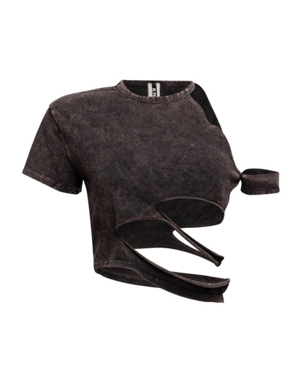 Cutout detailed washed t shirt - Muvin 