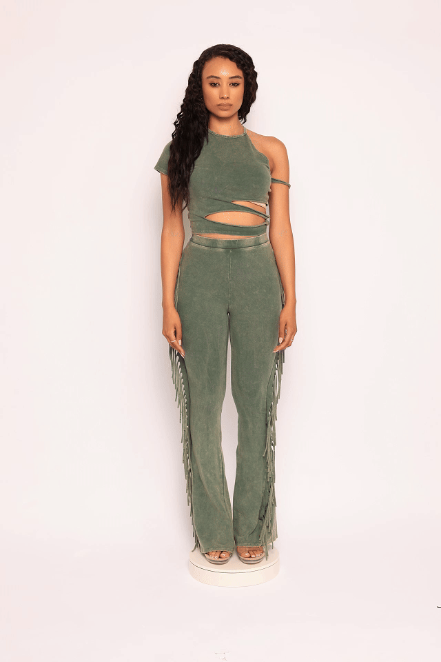 Cutout detailed washed t shirt - Muvin 
